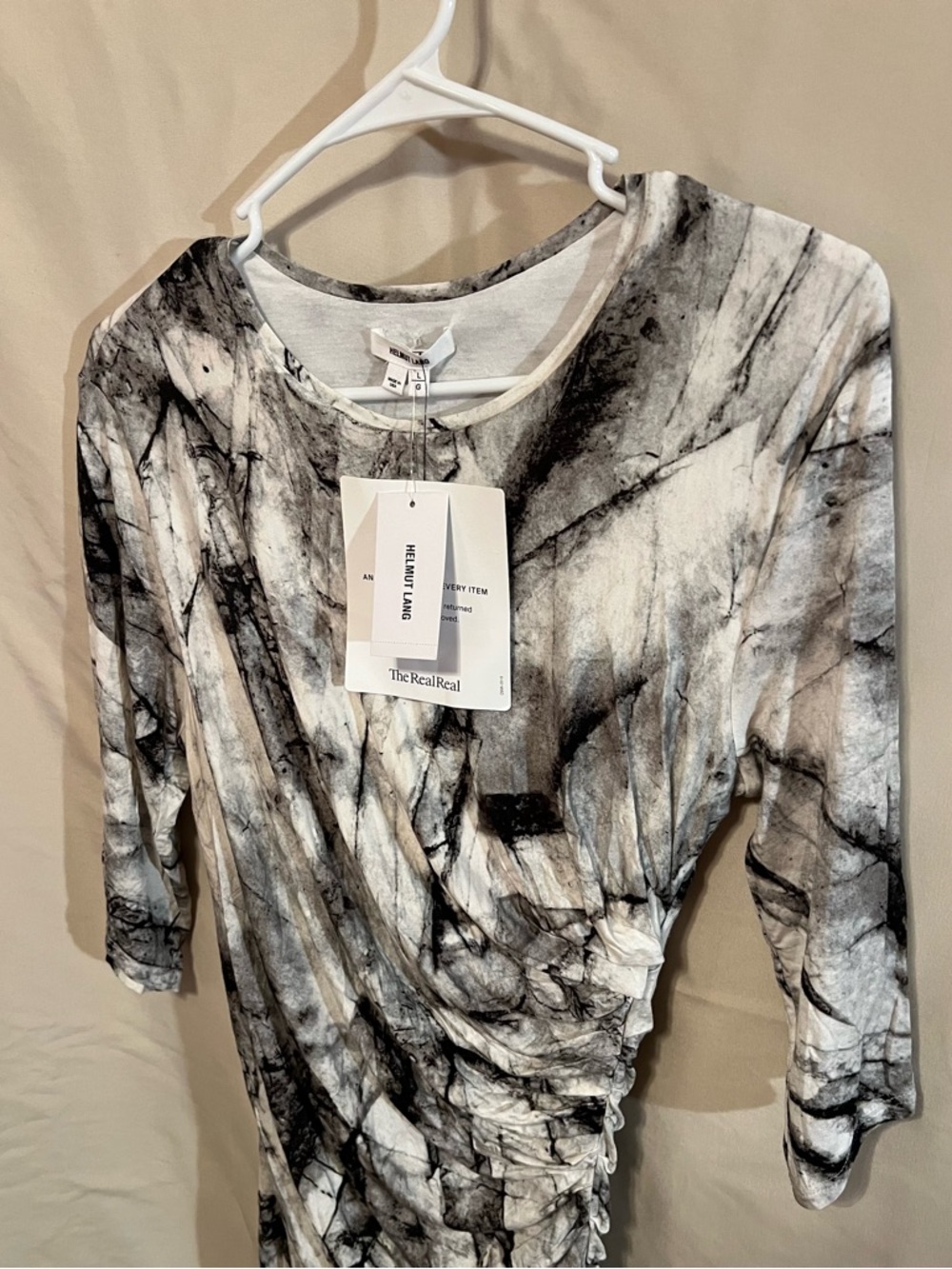 NWT Helmut Lang Nova Print Ruched Jersey Body Dress- Extremely soft material! - Picture 3 of 7